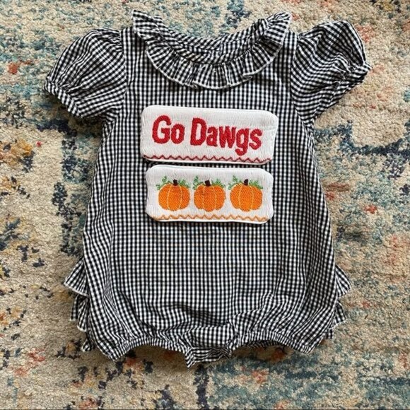 Swap A Smock Ruffle Butt Gingham UGA Pumpkin - Picture 1 of 6
